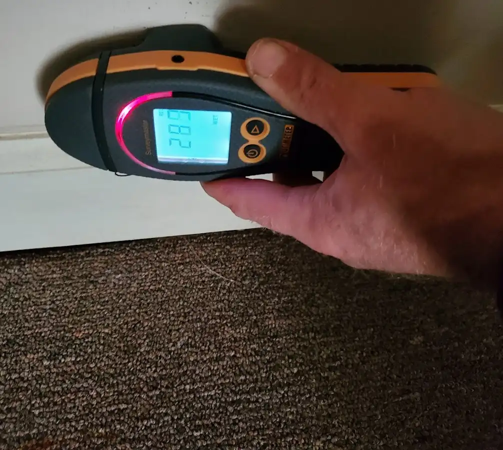 Moisture detection at baseboard during Mold Inspection & Testing in Watford City