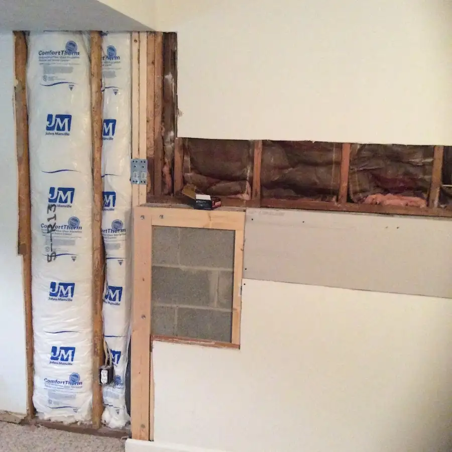Wall insulation replacement during Basement Flood Cleanup in Watford City